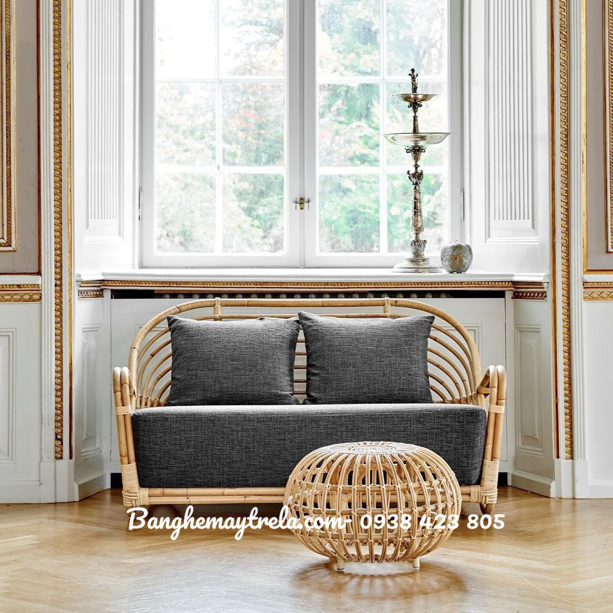 Băng ghế sofa mây phòng khách hiện đại